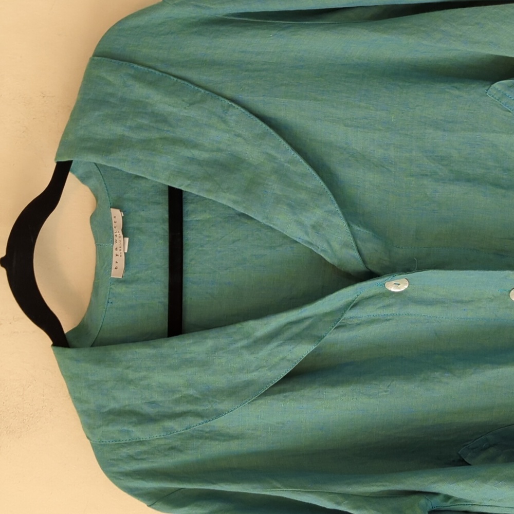 Bryn Walker Sea Green Linen Blazer M - Picture 5 of 14